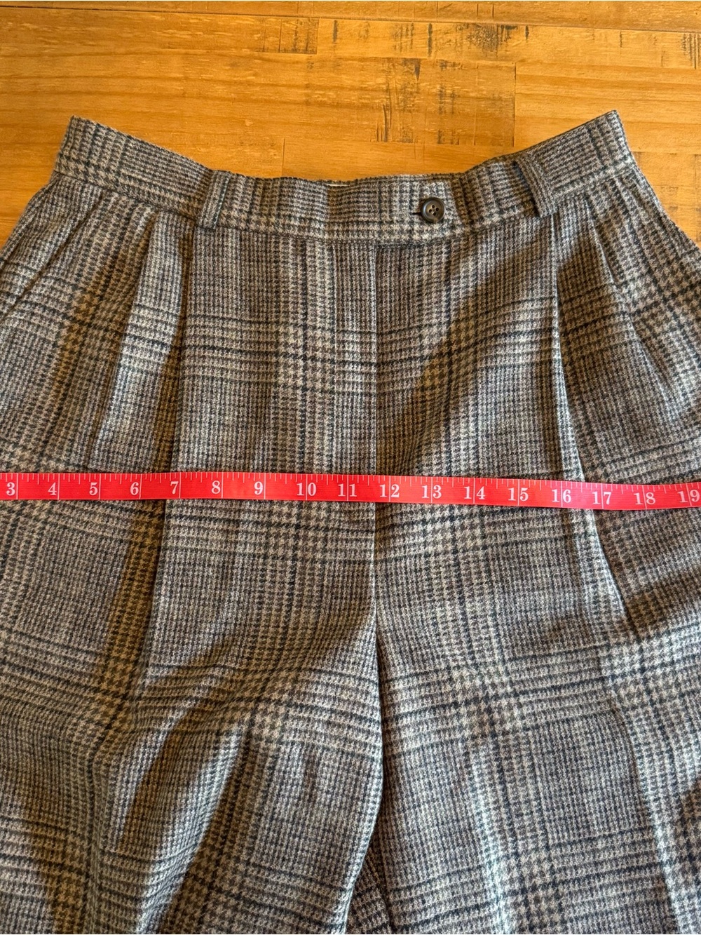 Vintage 90’s High-Waist Plaid Wide-Leg Trousers - Brown - Picture 10 of 10